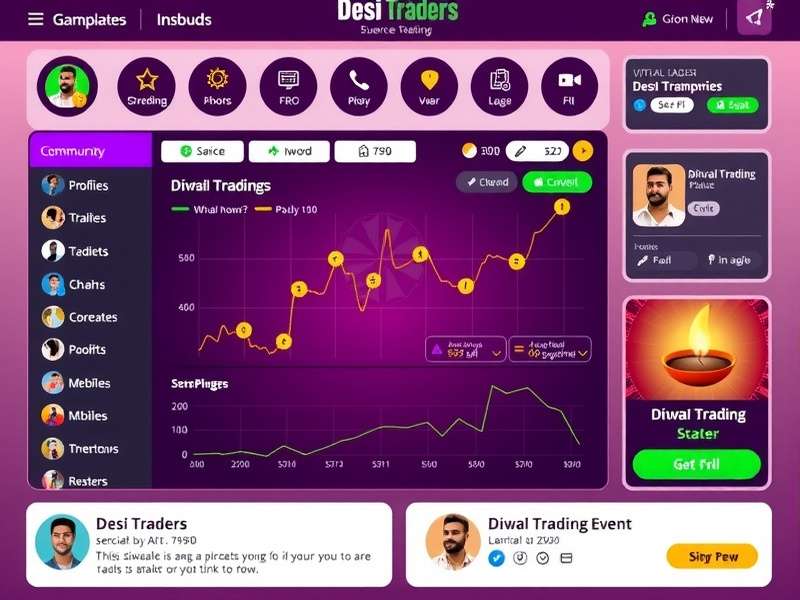 Desi Traders gameplay interface showing virtual trading dashboard